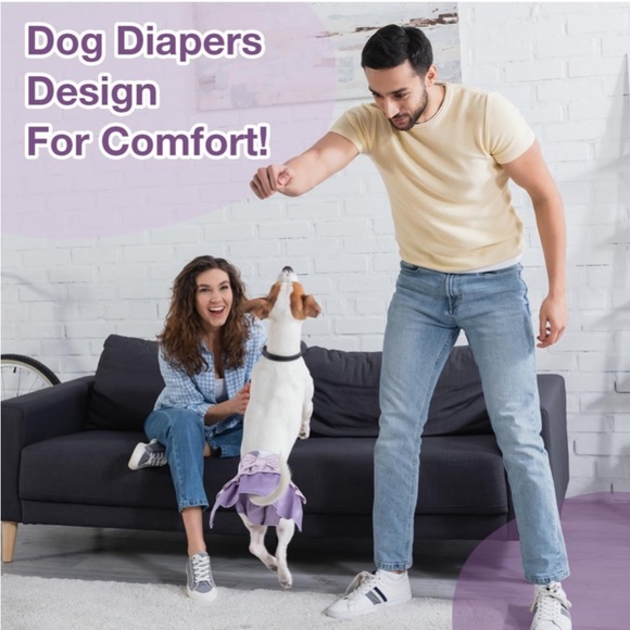 Premium Washable Two Tone Ruffles & Bow Female Dog Diapers 2 Pack Size: Med. New - Picture 11 of 16